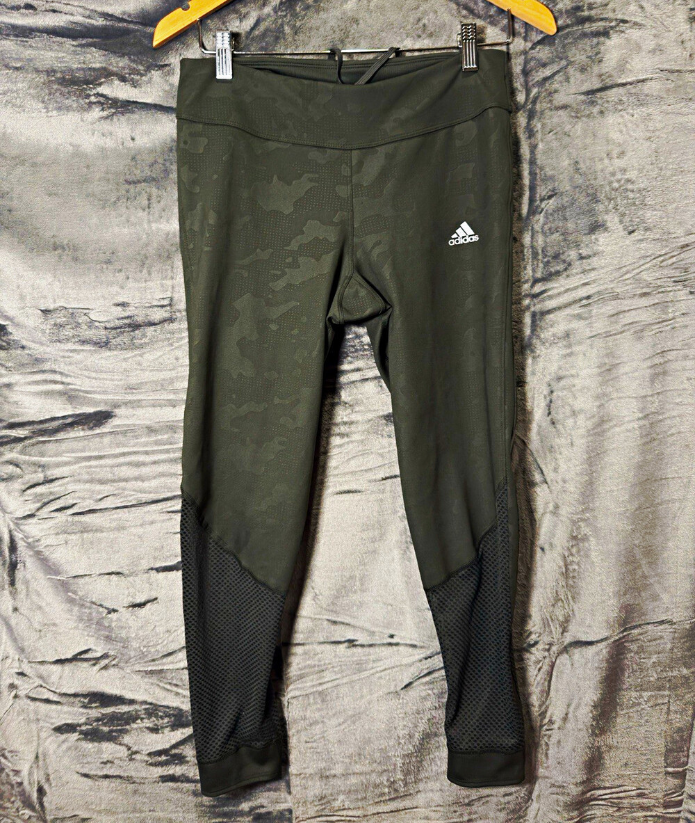 Adidas Running ClimaCool M Green Camo Mesh Ankle Leggings